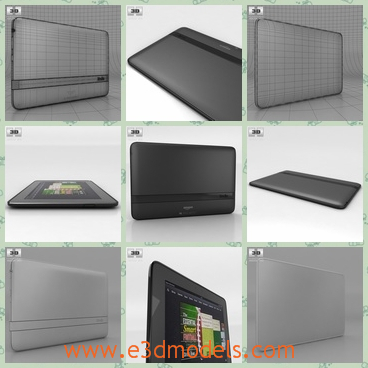 3d model of Amazon kindle fire HD - This 3d model is about a Amazon kindle fire which is a laptop. This laptop is 8.9 inches and it has gray surface and is very thin.