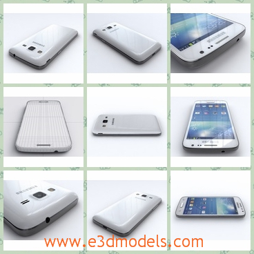 3d model of Samsung galaxy express 2 - This is a 3d model of a Samsung galaxy express 2 which is a big white cellphone. This cellphone has a wide screen with sliver rim.