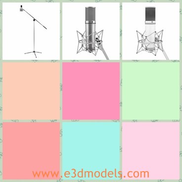 3d model of the microphone with a frame - This is a 3d model of the microphone with a frame,which is holded by the long stick.The frame is special in terms of materials and shape.