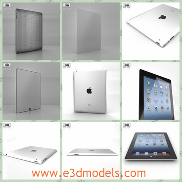 3d model the Apple iPad 4 in white - This is a 3d model of the Applw iPad 4 in white,which is popular and common nowadays.The model can be used as a computer as well.