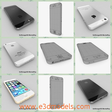3d model the apple iphone 5s - This is a 3d model of the Apple iPhone 5s,which are presented in two colors.The black and the white.The phone was made in America and the shape is so popular around the world.