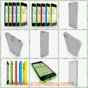 3d model the apple phone - This is a 3d model of the Apple phone,which is presented in different colors.The model is nicely organized, has correct names for all objects and has good topology.