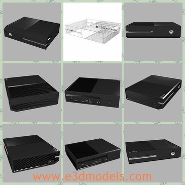 3d model the black video - This is a 3d model of the Microsoft Xbox One game console that plays video games and multimedia entertainment.