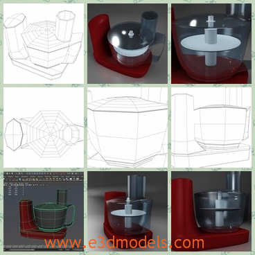 3d model the blender for food - This is a 3d model of the blender for food,which is modern and made in high quality.The model is is completely ready for use visualization in maya.