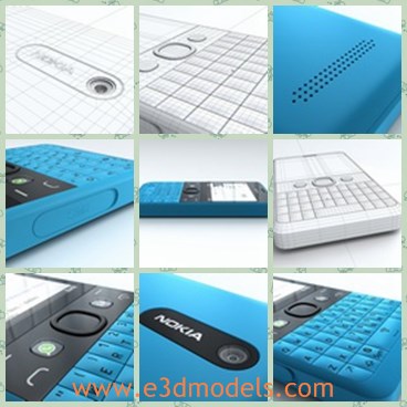 3d model the blue nokia phone - This is a 3d model of the blue Nokia phone,which is made with the keyboard and no touchscreen.