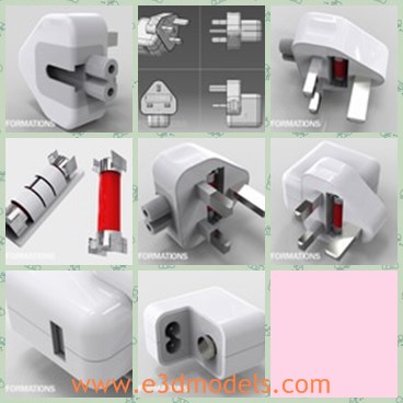 3d model the charger - This is a 3d model of the charger,which is the Apple charger in white.The charger is small and easy to carry.