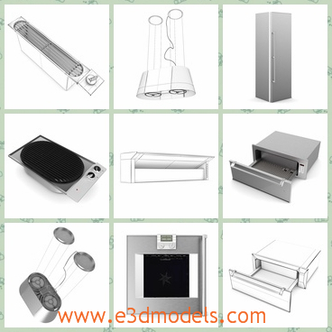 3d model the collection of cookers - This is a 3d model of the collection of cookers,which are modern and various.