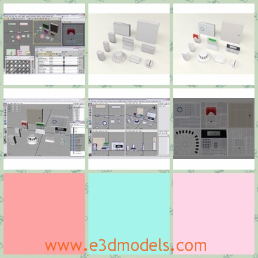 3d model the components of security alarm - This is a 3d model of the components of security alarm,which are the important parts in this collection.There are doors,keypad,glass,break and detector.