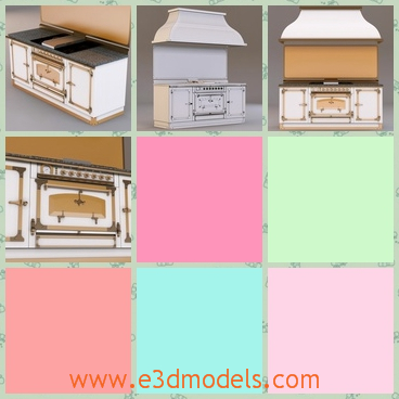 3d model the cooker in the kitchen - This is a 3d model of the cooker in the kitchen,which is modern and it is made in the royal style.