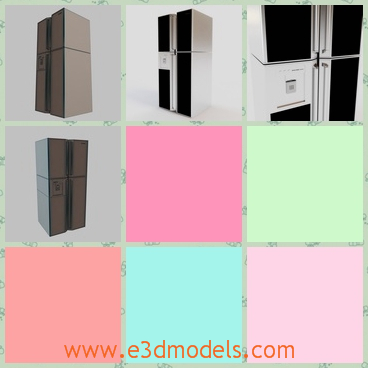 3d model the double door in the refrigerator - This is a 3d model of the double door in the refrigerator,which is large and modern.The model is perfect for nicely interior scene.