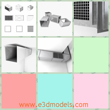 3d model the ducts system made in steel - This is a 3d model of the ducts system,which is made id steel.It  composed by 3 parts: straight piece with grille DUCT 001simple straight piece DUCT 00290 degrees piece DUCT 003