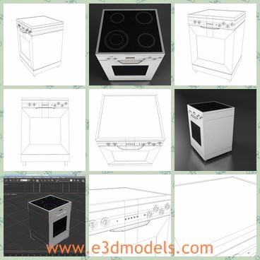 3d model the electric stove - This is a 3d model of the electric stove,which is esigned to provide a high definition in a low poly.The model is useful in the kitchen.