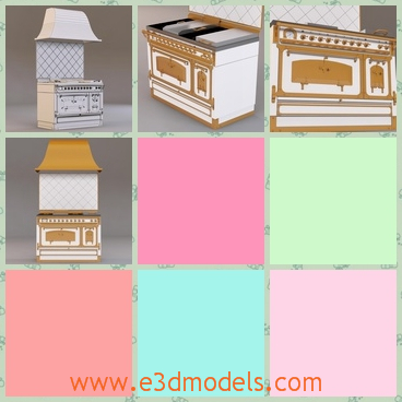 3d model the fireplace with a roof - This is a 3d model of the fireplace with a roof,which is modern and colored with yellow.The model has the fuels besides.