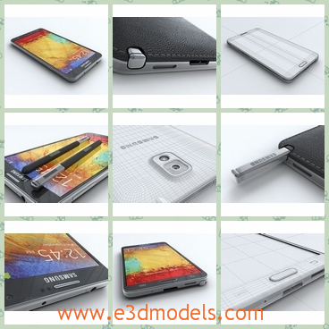 3d model the Galaxy Note 3 of Samsung - This is a 3d model of the Galaxy Note 3 of Samsung,which is large and covered with white and the body is different from others.
