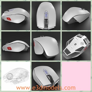 3d model the gaming mouse - This is a 3d model of the gaming mouse,which is modern and made with wheels.The model is white and made with good quality.