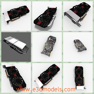 3d model the graphic card - This is a 3d model of the graphic card,which is the important part of the computer.The chips are the core of the machine.