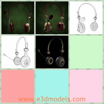 3d model the headphone with a speaker - This is a 3d model of the headphone with a speaker,which is comfortable to hold on the head.THe model is common and convenient to use.