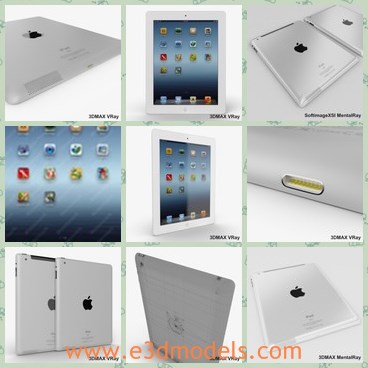 3d model the ipad - This is a 3d model of the white iPad,which is a small and practical computer.The model is popular among college students.