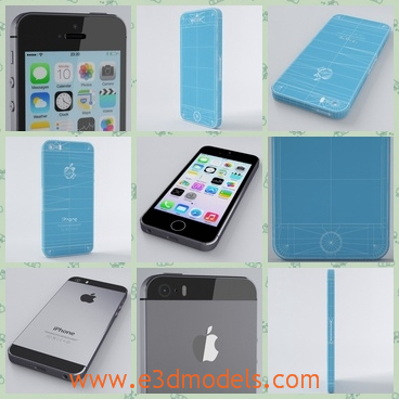 3d model the iPhone in black - This is a 3d model of the iPhone 5s in black,which is the product of the Apple company and the blue cover in the back is special and charming for me.