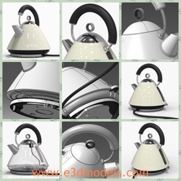 3d model the kettle - This is a 3d model about the kettle,which is the common tool in kitchen.The kettle is the electric one,which has fine shape and elereical resistance handle.