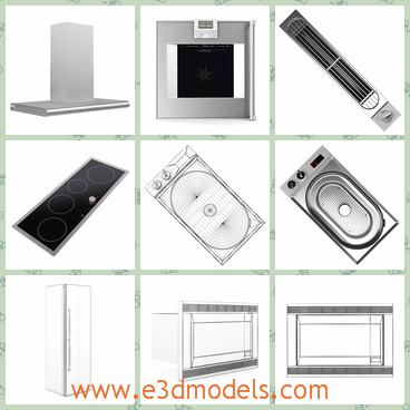 3d model the kitchen appliance - This is a 3d model of the kitchen appliance,which are modern and electric.
