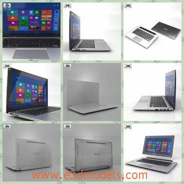 3d model the laptop in white - This is a 3dmodel of the laptop in white,which has large screen and the model itself is light and pretty.