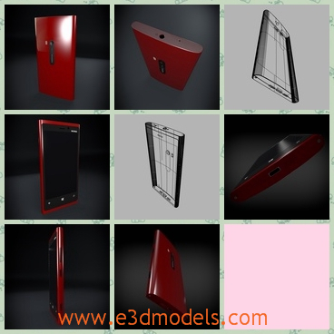 3d model the Nokia Lumia 920 with a red cover - This is a 3d model of the Nokia Lumia 920 with a red cover,which is outstanding and charming.The model is famous around the world for so many years.