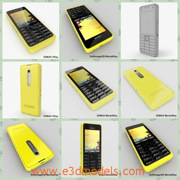 3d model the Nokia phone in yellow - This is a 3d model of the Nokia phone in yellow,which is the outdated style and there are rare of them now in the market.