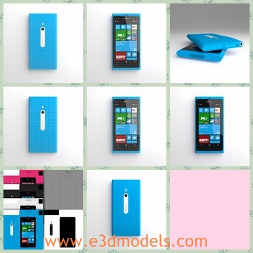 3d model the Nokia with a blue cover - This is a 3d model of the Nokia with a blue cover,which is long and made with high quality.THe brand is famous around the world and many people use the phone made by the company.
