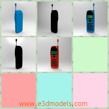 3d model the phone in the old style - This is a 3d model of a popular make of mobile phone, fully textured with 3 texture maps.The product contains four resolutions of the model, the high resolution version being rigged for animation.