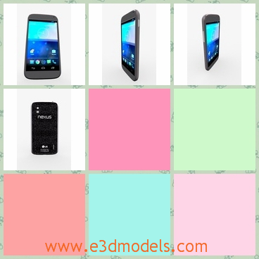 3d model the phone of Google - This is a 3d model of the phone of Google,which is all black.The phone has the touchscreen and the screen is wide and convenient.