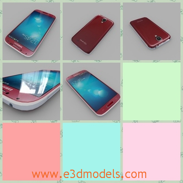 3d model the phone of Samsung - This is a 3d model of the phone of Samsung,which is red and charming.THe mobilephone has a touchscreen.