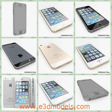 3d model the phone of the iPhone 5s - This is a 3d model of the phone of the iPhone 5s,which is presented in three colors.They are white,black and golden.The golden one is the new one and popular around the world.