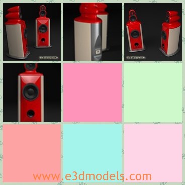 3d model the red audio speakers - This is a 3d model of the red audio speakers,which is small and made to used in home.There are several holes on the surface of the speakers.