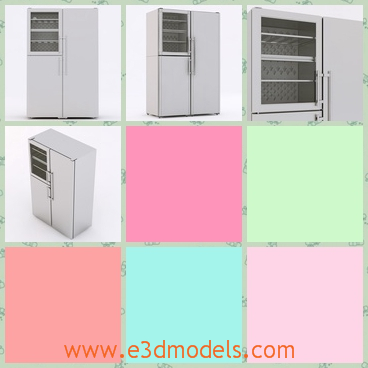 3d model the refrigerator in the kitchen - This is a 3d model of the regrigerator in the kitchen,which is white and tall.There are two doors with it,both of them can be opened.