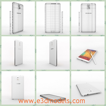 3d model the Samsung Galaxy Note 3 - This is a 3d model of the Samsung Galaxy Note 3,which is white and large and the body is special and outstanding.