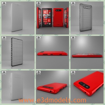 3d model the smartphone - This is a 3d model about the smartphone with red cover,which is small and made with high quality.