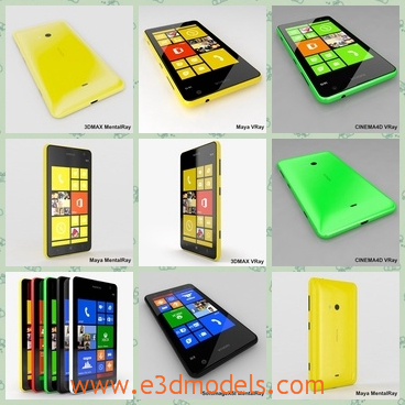 3d model the smartphone of Nokia - This is a 3d model of the smartphone of Nokia,which is large and yellow.The phone is modern.