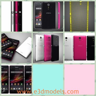 3d model the sony phone in different colors - This is a model of the Sony phone in different colors,which is made with high quality and is popular among the young people.