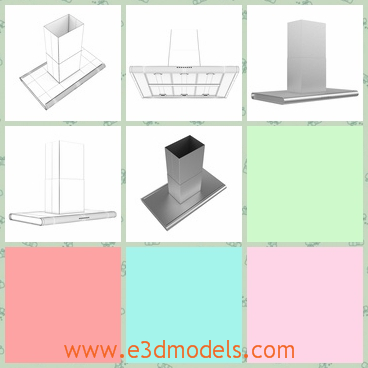 3d model the stainless kitchen hood - This is a 3d model of the stainless kitchen hood,which is modern and larege.The model is popular among young people.