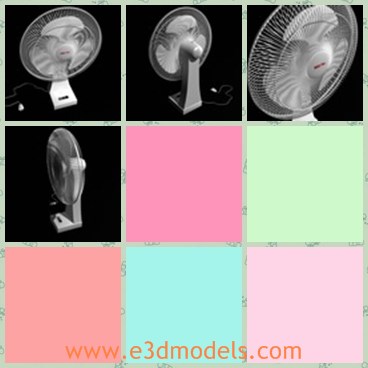 3d model the table fan - This is a 3d model fo the table fan,which is small and white.The fan has a big head and is electric.