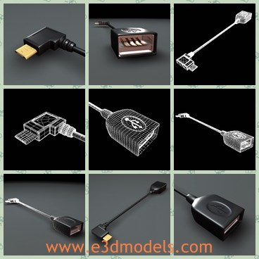 3d model the usb cable - This is a 3d model of the USB cable,which is new and common in life.The USB has various tyoes in the market.