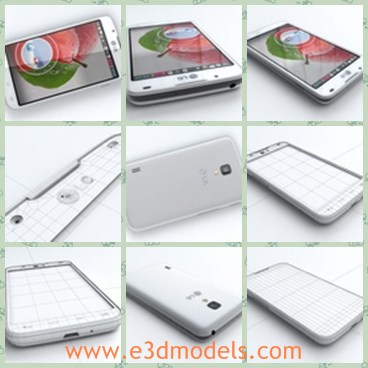 3d model the white LG - This is a 3d model of the white LG,which is the new style in LG company.The phone presented a flower picture,which is beautiful.
