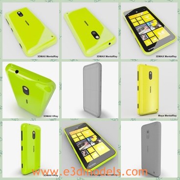 3d model the yellow Nokia - This is a 3d model of the yellow Nokia,which is popular and famous in several countries.The phone is characterized by good quality and high performance.