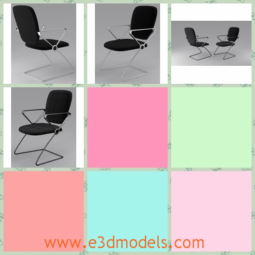 3d mode the chair in black - This is a 3d model of the chair in black,which is modern and realistic.The model is simple and usually placed in the office.