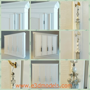3d mode the wardrobe in white - This is a 3d model of the wardrobe in white,which is created in ancient and European style.The cabinet is spacious and modern.