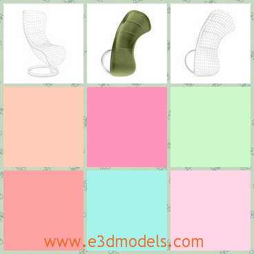 3d model a chair with a special back - This is a 3d model about a chair with a curved back,which is green.People can lean on the back of the sofa to have a rest.