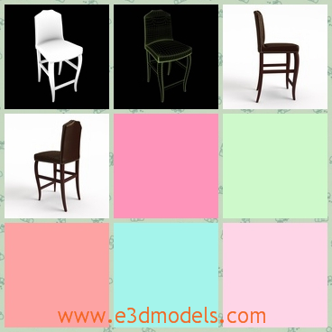 3d model a chair with long legs - This is a 3d model of a chair with long legs,and the legs is fastened by the four sticks between them.