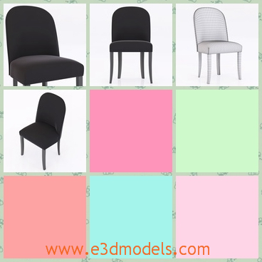 3d model a chair with thick outside - This is a 3d model about a chair with thick outside in black and in white.The chair has back with it and the four feet make the chair stable.