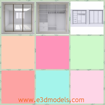 3d model a closet with transparent doors - This is a 3d model of a closet with transparent doors,which is big enough for stuffs.The closet is made in special materials.